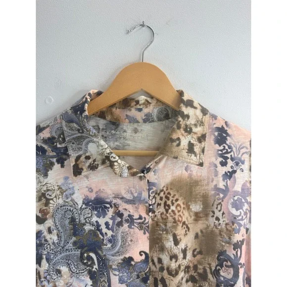 Soft‎ Surroundings Women's Wild Side Button Down Long Sleeve Shirt XL Boho Chic - Picture 3 of 8